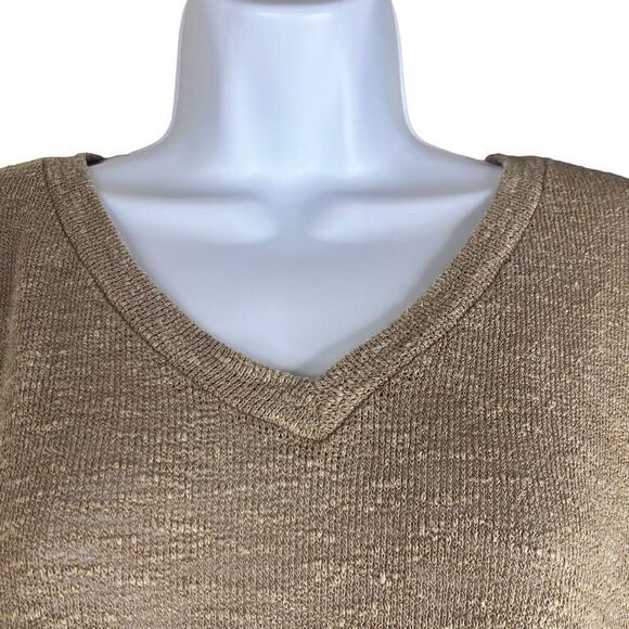 Talulla Tan Oversized V Neck Long Sleeve Stretch Pullover Sweater Medium Boho - Picture 3 of 9